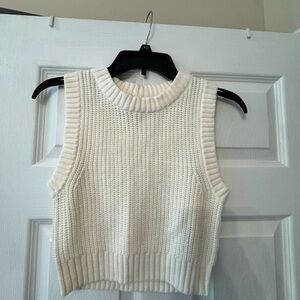 White Sleeveless Knit Sweater